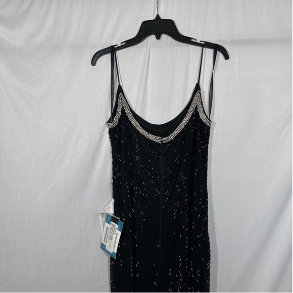 NWT $398 Mac Duggal [ 8 ]‎ Beaded Spaghetti Strap Column Gown Black - Picture 12 of 14